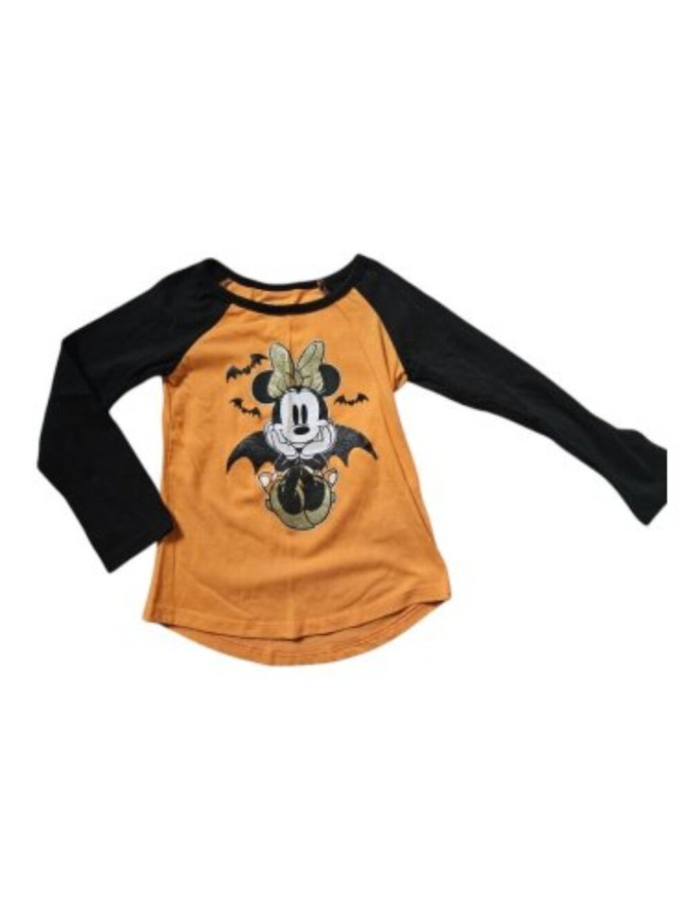 DISNEY Orange Black MINNIE MOUSE Halloween Top Girls Size 5T Sparkly